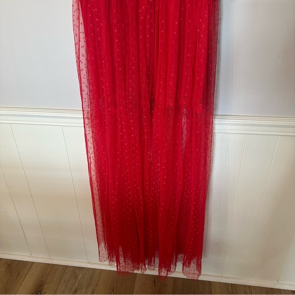 Choosy Womens Sleeveless Red Polka Dot Ruffle Lace Maxi Lingerie Dress Sz 18 NWT - Picture 4 of 14